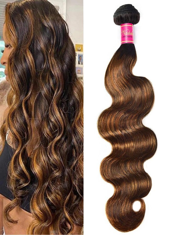 Nadula 12A Highlight Brown Ombre Body Wave Human Hair Weave 1 Bundle 20inch,Balayage Colored Brazilian 100% Remy Human Hair Wavy Bundles Extensions Blonde #FB30 Color - Image 2